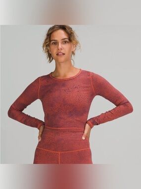 Lululemon Wunder Train Cropped LS Athletic Top Orange Larkspur size 2 New